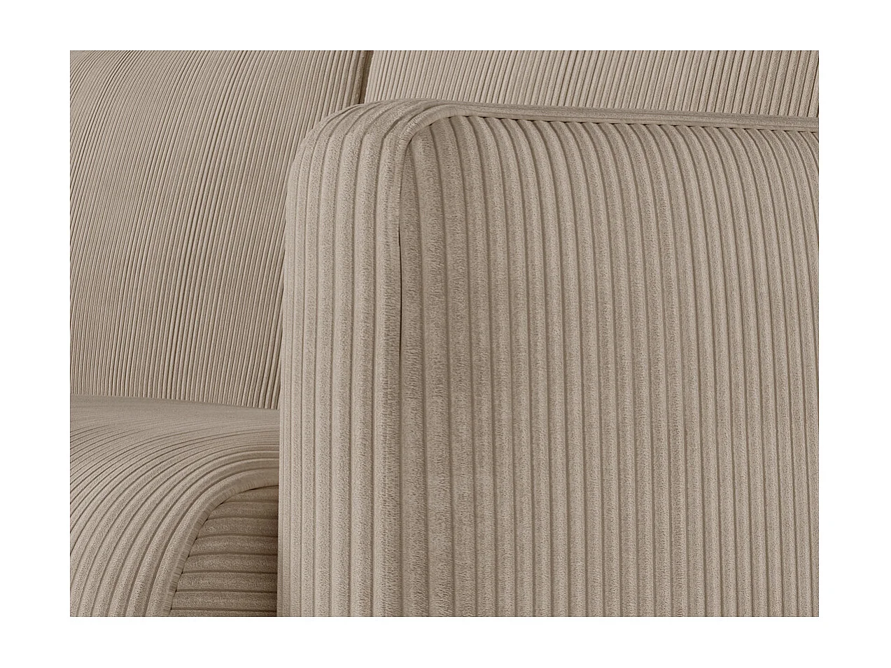 Canapé d'angle convertible express 4 places AGATHE couchage quotidien 140x190cm en velours côtelé taupe - Matelas 13cm