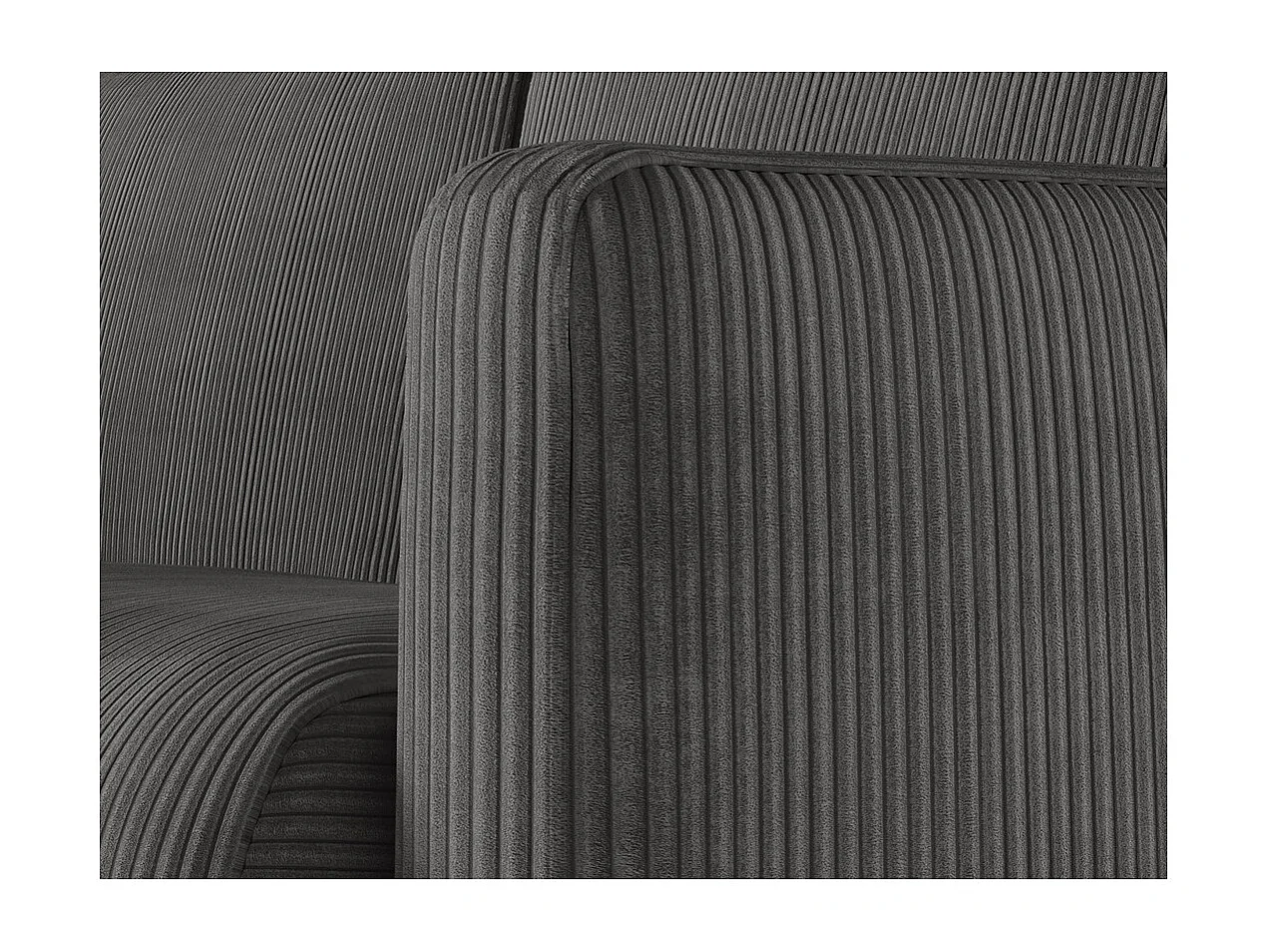 Canapé d'angle convertible express 4 places AGATHE couchage quotidien 140x190cm en velours côtelé Gris anthracite - Matelas 13cm