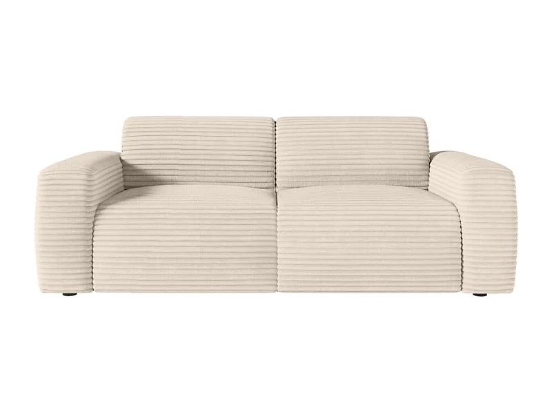 Canapé PACO convertible 3 places couchage quotidien 140x190cm matelas 17cm velours côtelé beige