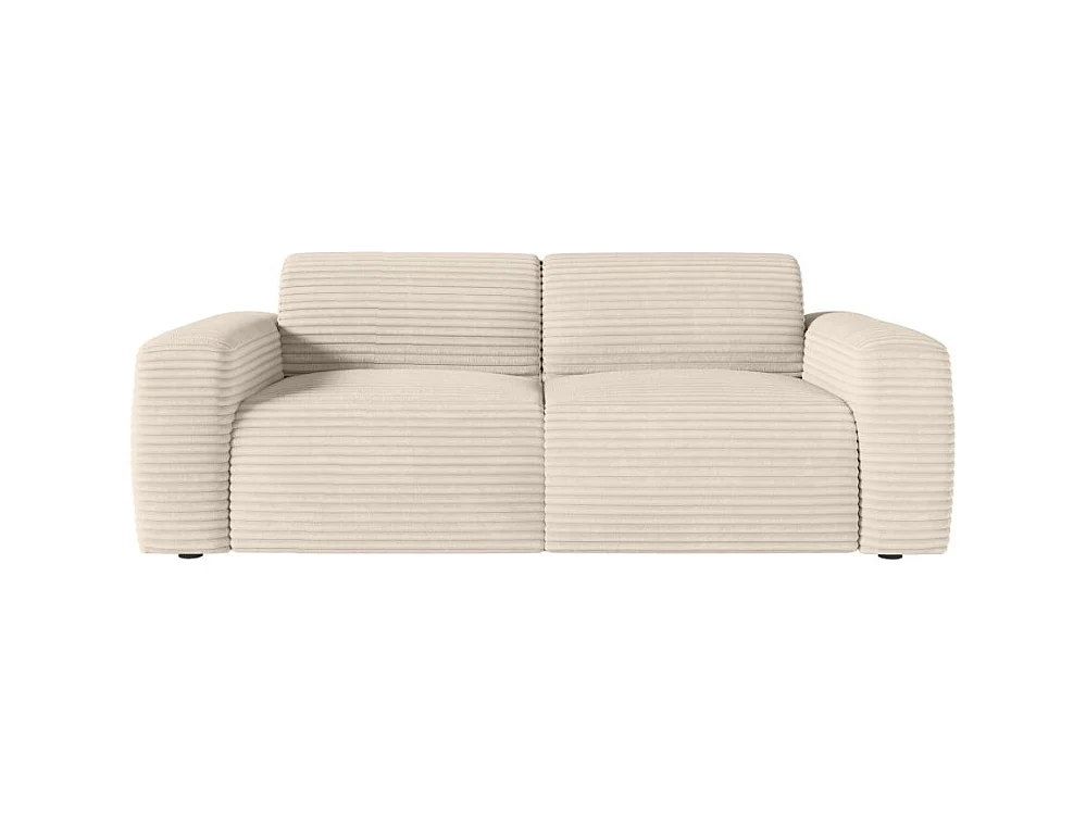 Canapé PACO convertible 3 places couchage quotidien 140x190cm matelas 17cm velours côtelé beige