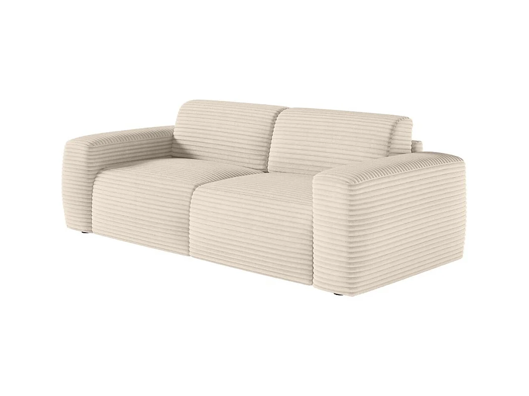 Canapé PACO convertible 3 places couchage quotidien 140x190cm matelas 17cm velours côtelé beige