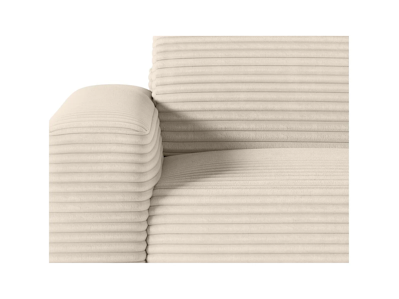 Canapé PACO convertible 3 places couchage quotidien 140x190cm matelas 17cm velours côtelé beige