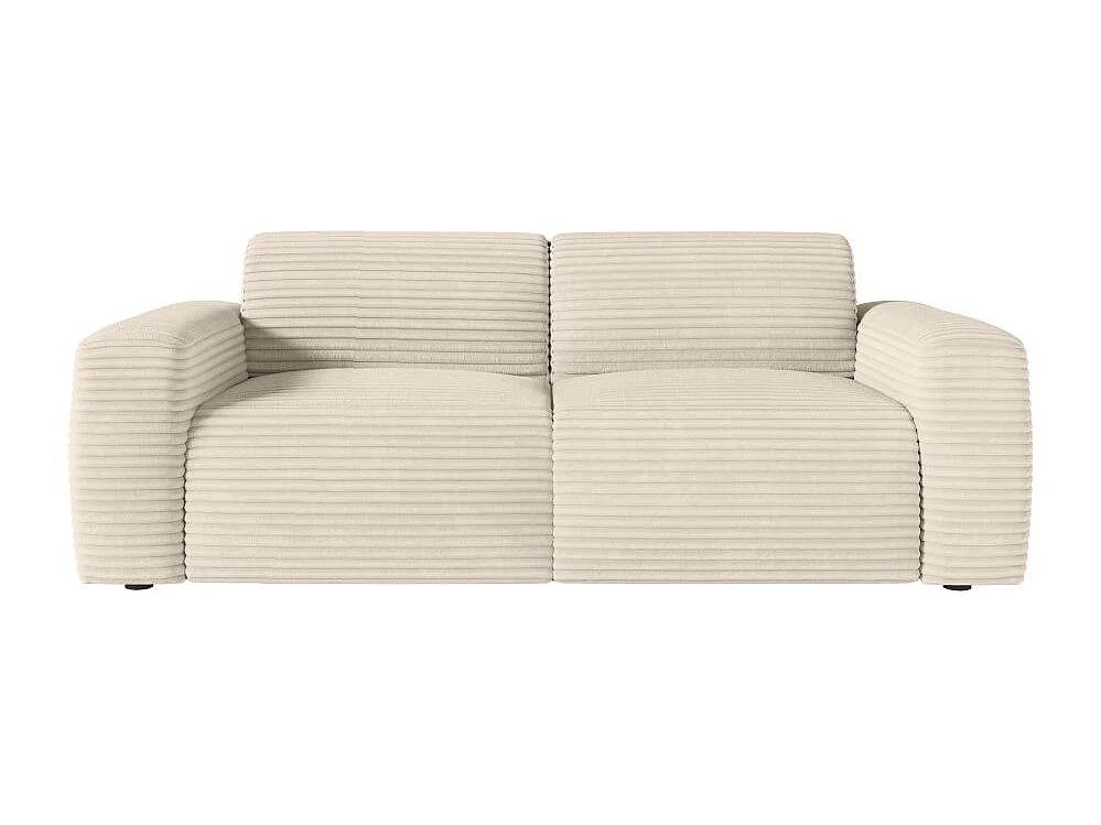 Canapé PACO convertible 3 places couchage quotidien 140x190cm matelas 17cm velours côtelé beige