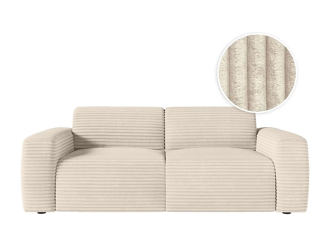 Canapé PACO convertible 3 places couchage quotidien 140x190cm matelas 17cm velours côtelé beige