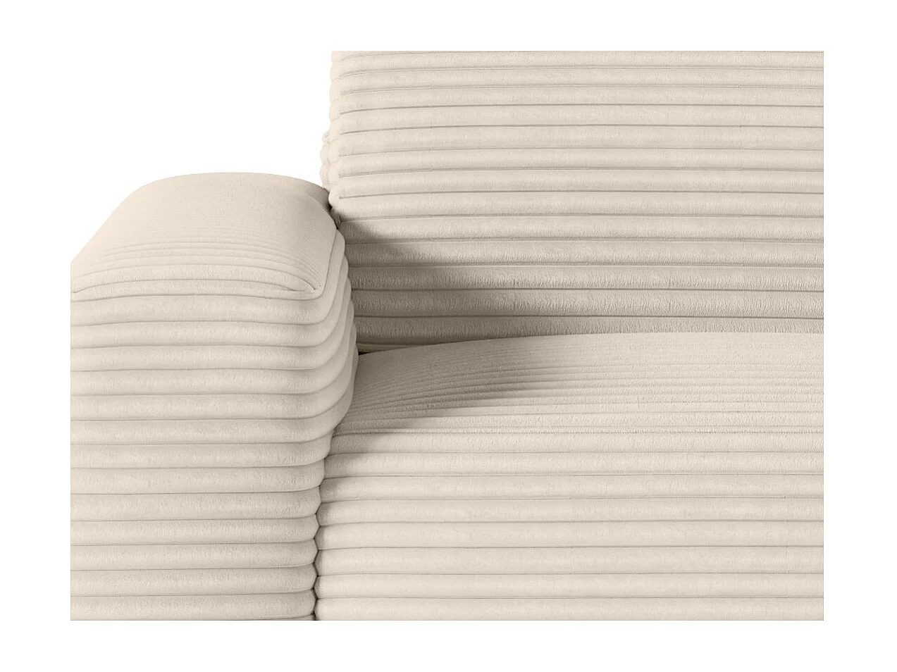 Canapé PACO convertible 3 places couchage quotidien 140x190cm matelas 17cm velours côtelé beige