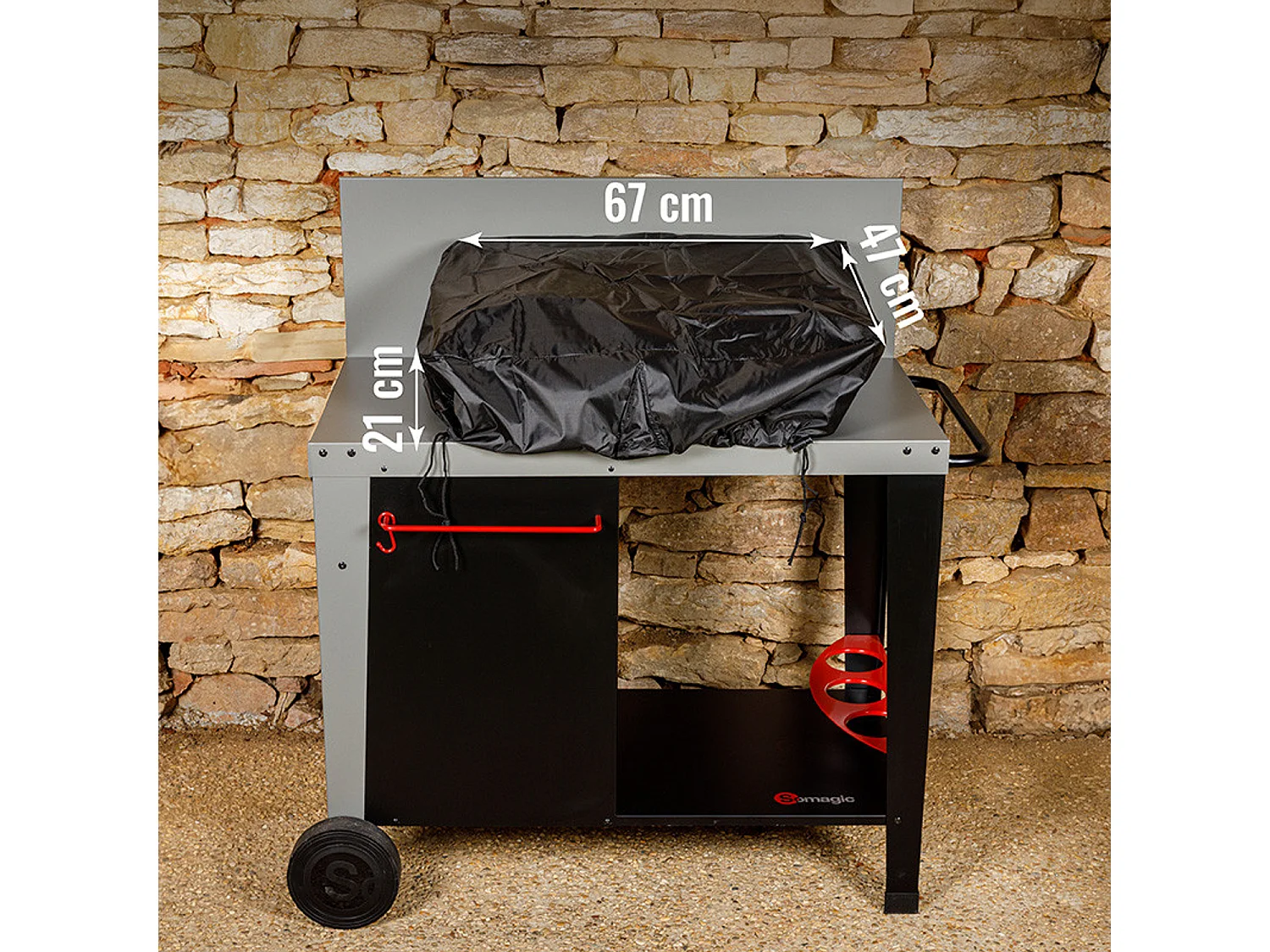 Afdekking L 67 B 47 x H 21 cm voor bakplaat