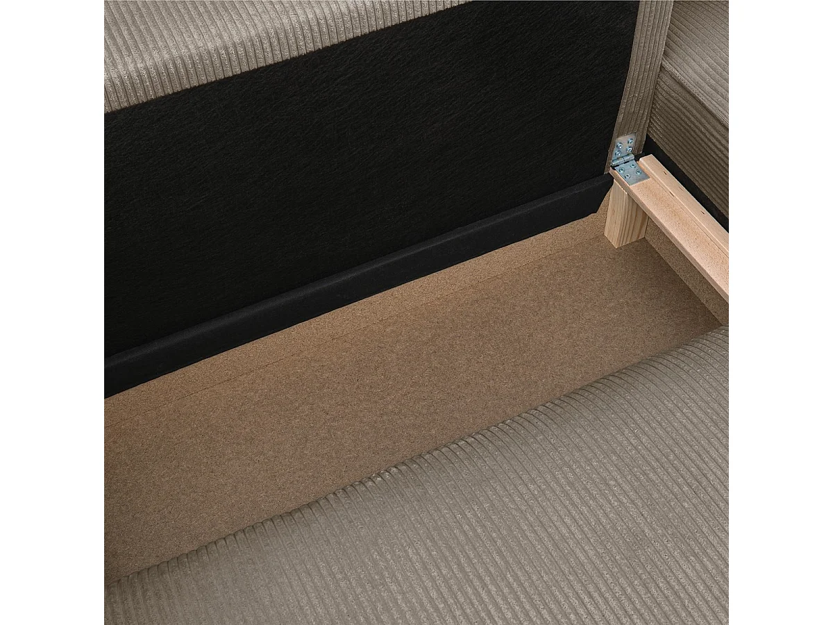 Canapé d'angle à gauche convertible 3 places en velours côtelé taupe - Asti