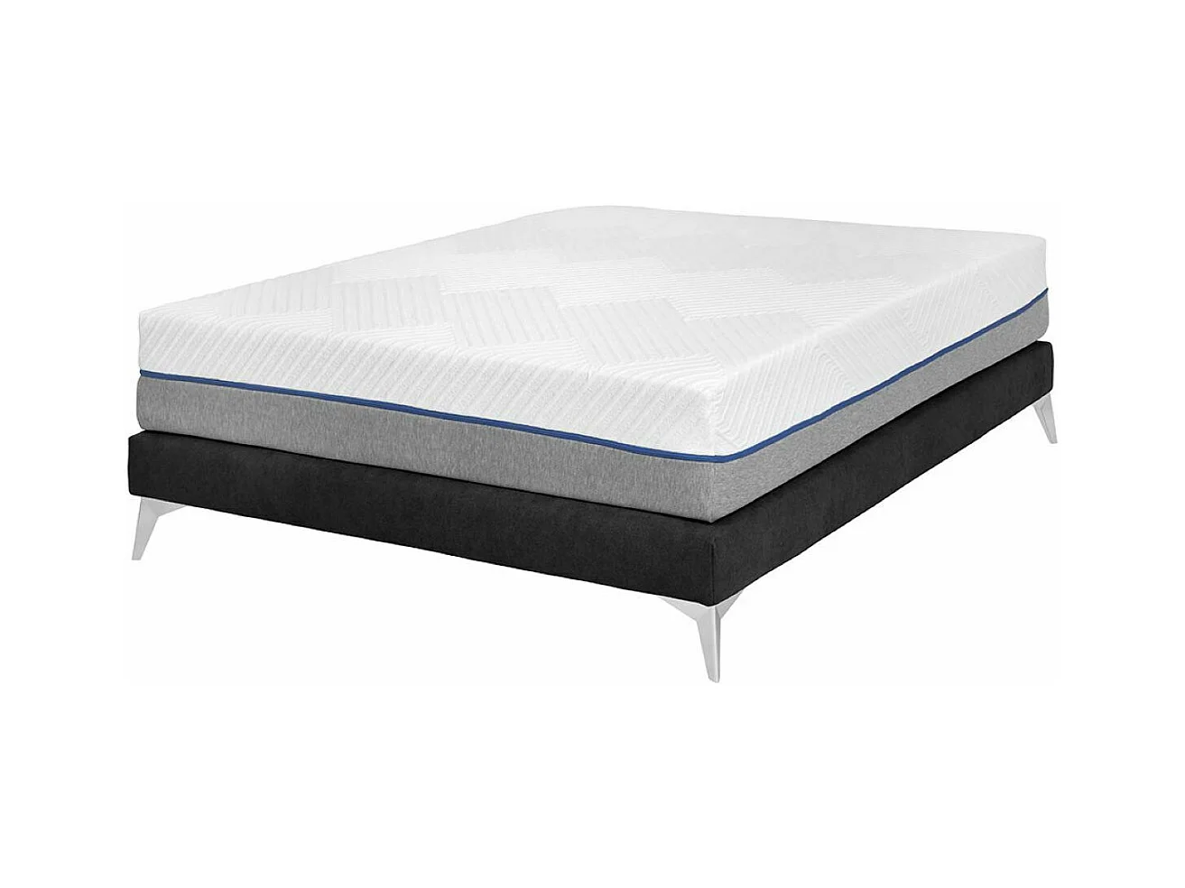 Pack sommier tapissier avec matelas 140x190 cm bois massif noir HOCÉA