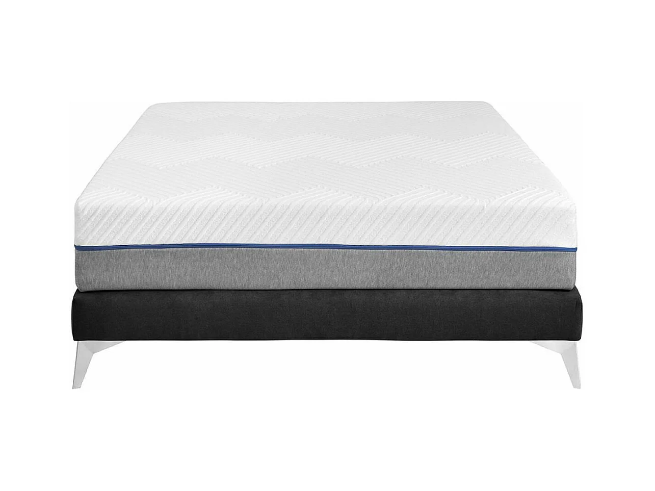 Pack sommier tapissier avec matelas 140x190 cm bois massif noir HOCÉA