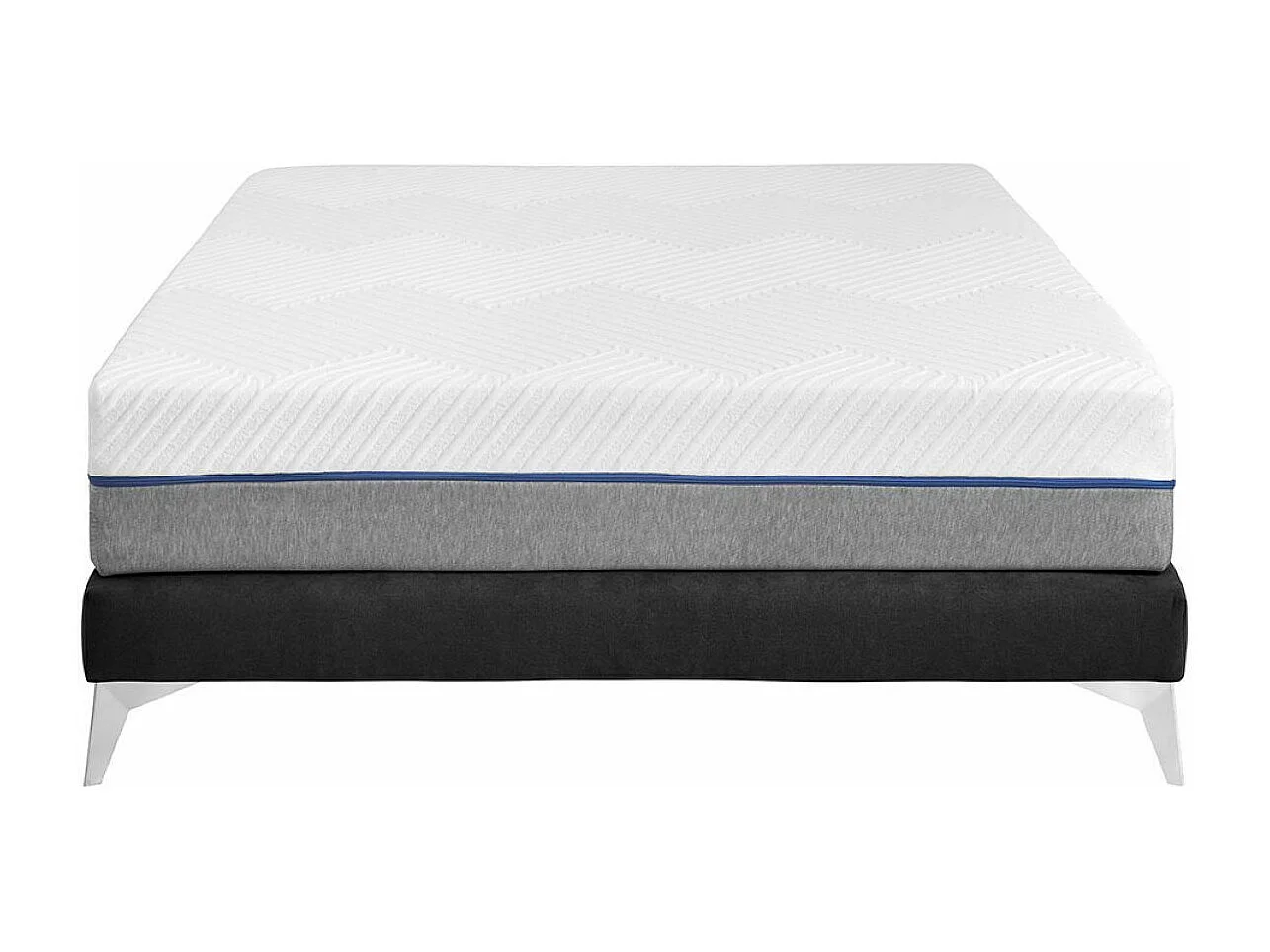 Pack sommier tapissier avec matelas 140x190 cm bois massif noir HOCÉA