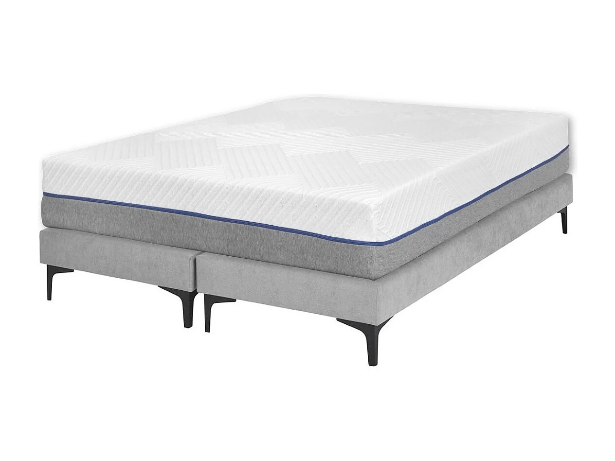 Pack de 2 sommiers tapissiers avec matelas 70x190 cm bois massif gris HILIANA