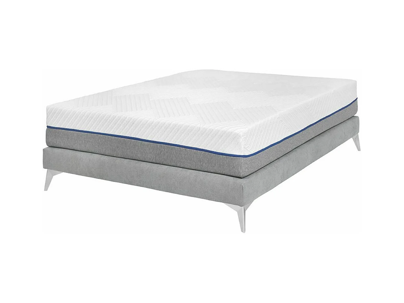 Pack sommier tapissier avec matelas 140x190 cm bois massif gris HOCÉA