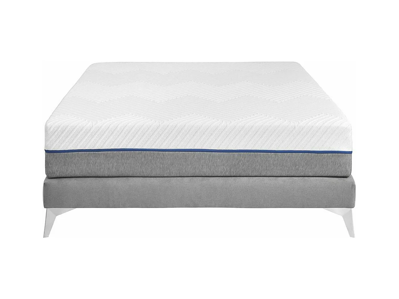 Pack sommier tapissier avec matelas 140x190 cm bois massif gris HOCÉA