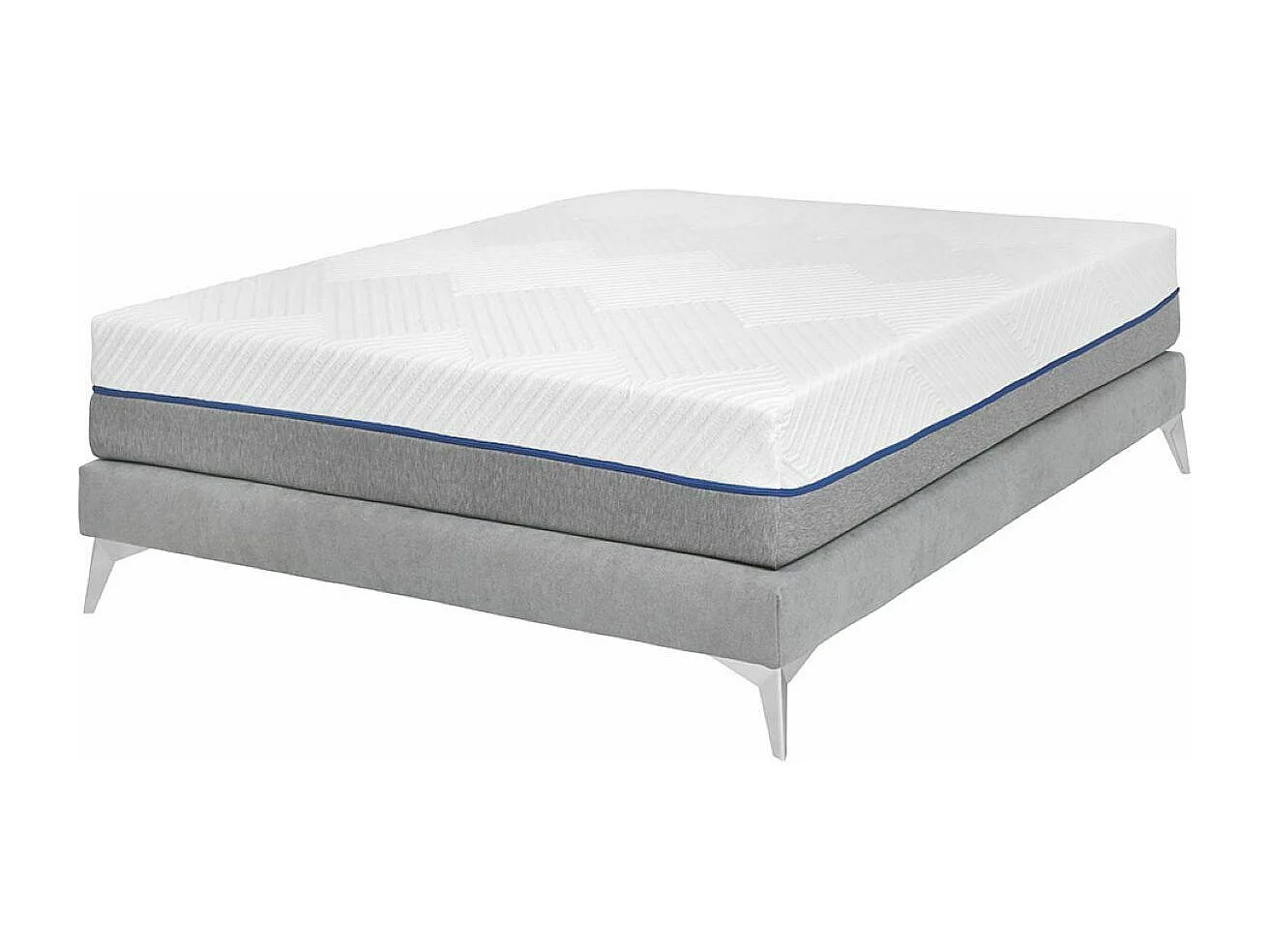 Pack sommier tapissier avec matelas 140x190 cm bois massif gris HOCÉA