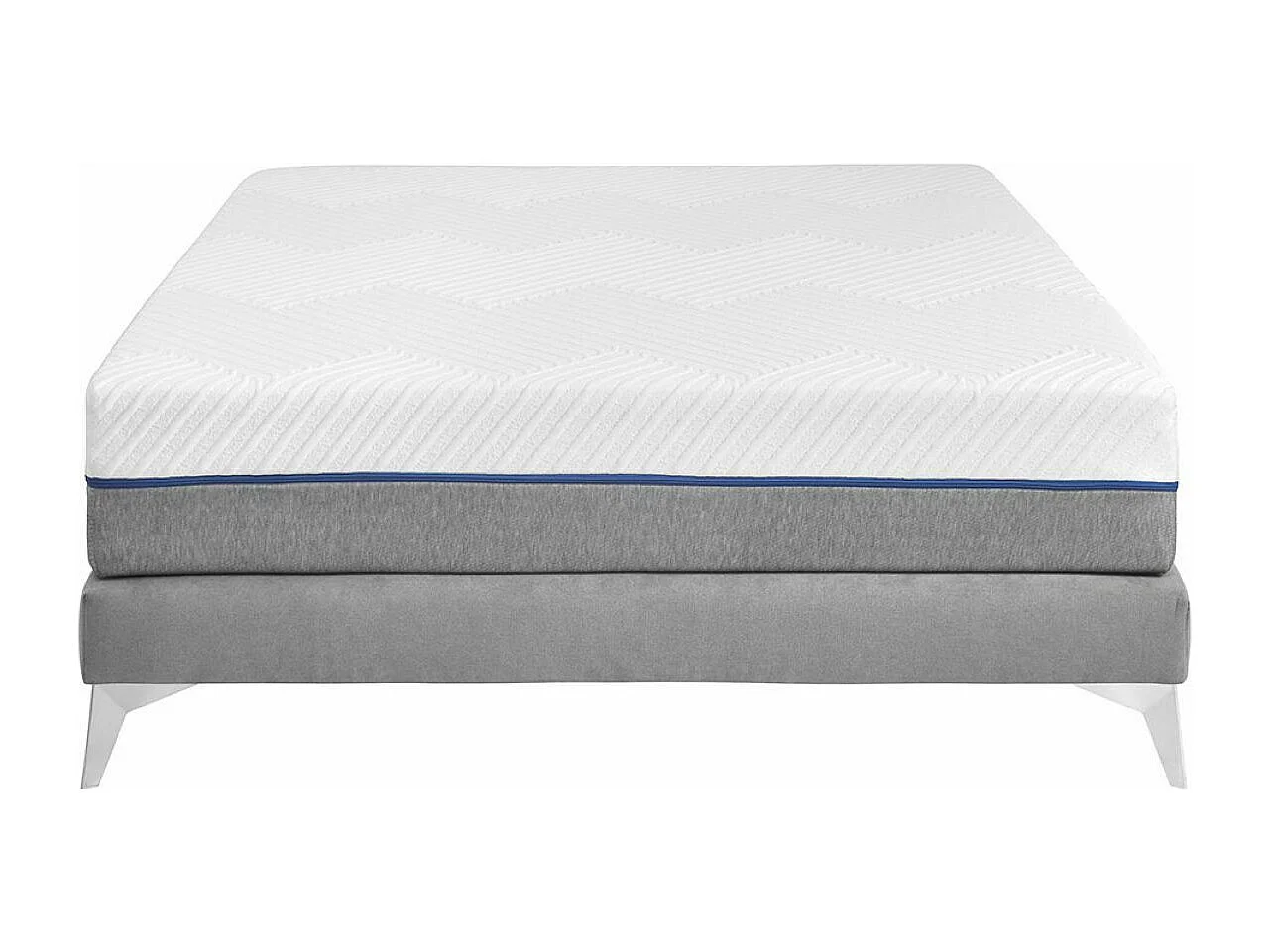 Pack sommier tapissier avec matelas 140x190 cm bois massif gris HOCÉA