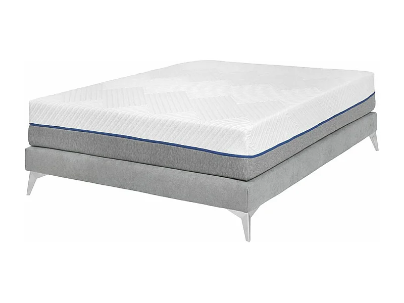 Pack sommier tapissier avec matelas 140x190 cm bois massif gris HOCÉA