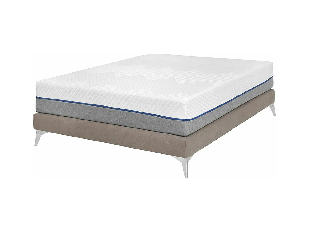 Pack sommier tapissier avec matelas 140x190 cm bois massif lin HOCÉA