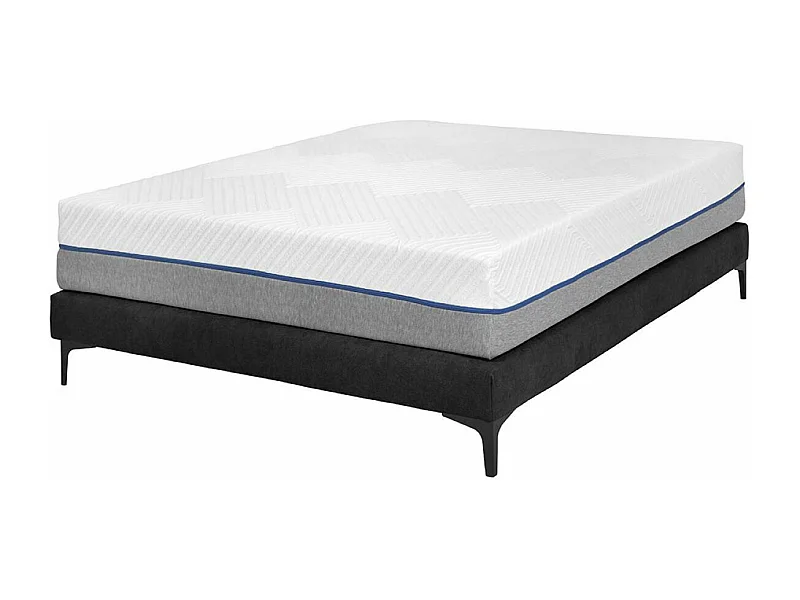 Pack sommier tapissier avec matelas 140x190 cm bois massif noir HILIANA