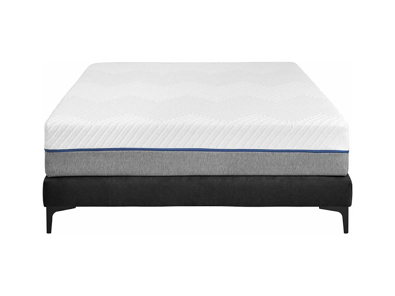 Pack sommier tapissier avec matelas 140x190 cm bois massif noir HILIANA