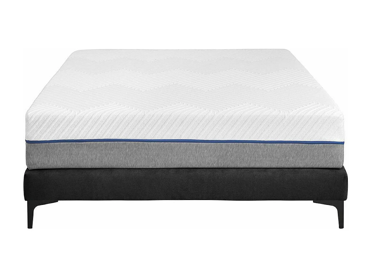 Pack sommier tapissier avec matelas 140x190 cm bois massif noir HILIANA