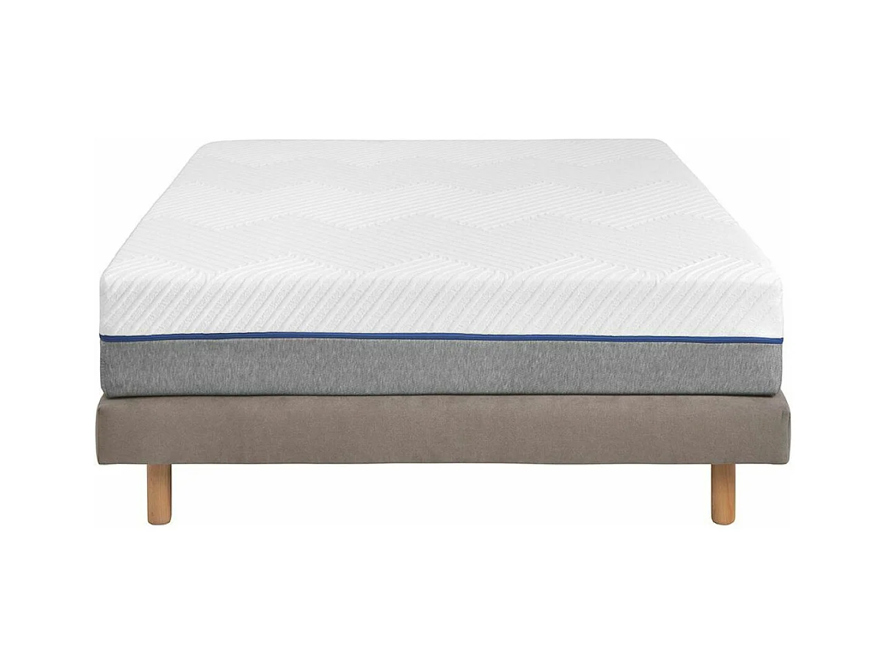 Pack sommier tapissier avec matelas 140x190 cm bois massif lin HABBY