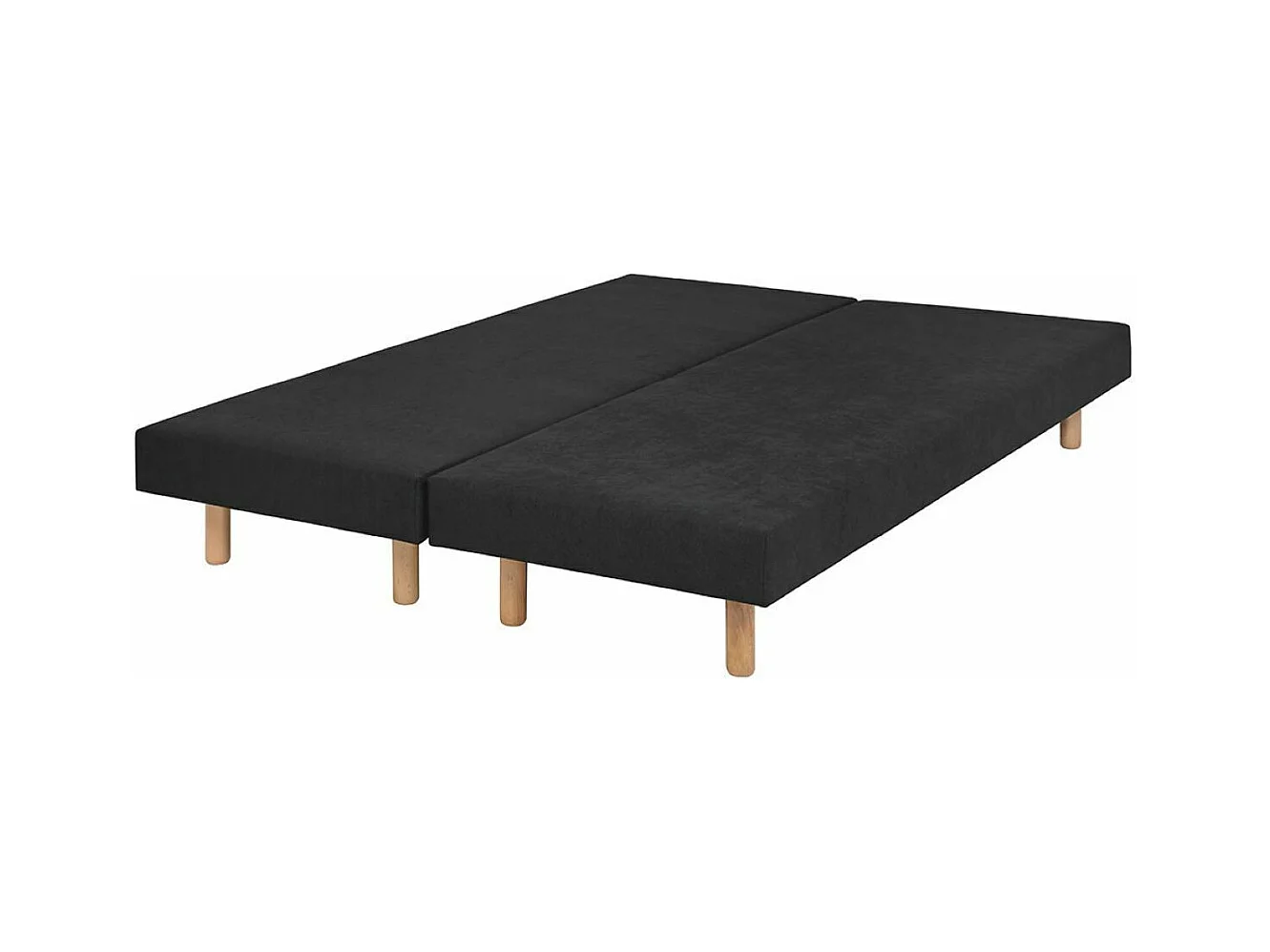 Lot de 2 sommiers tapissiers 80x200 cm bois massif noir HABBY