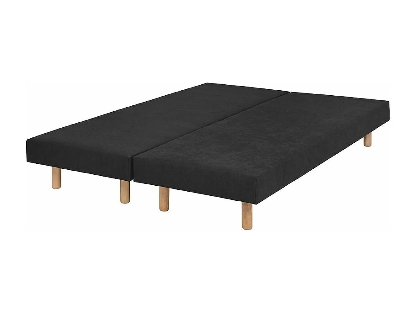 Lot de 2 sommiers tapissiers 80x200 cm bois massif noir HABBY