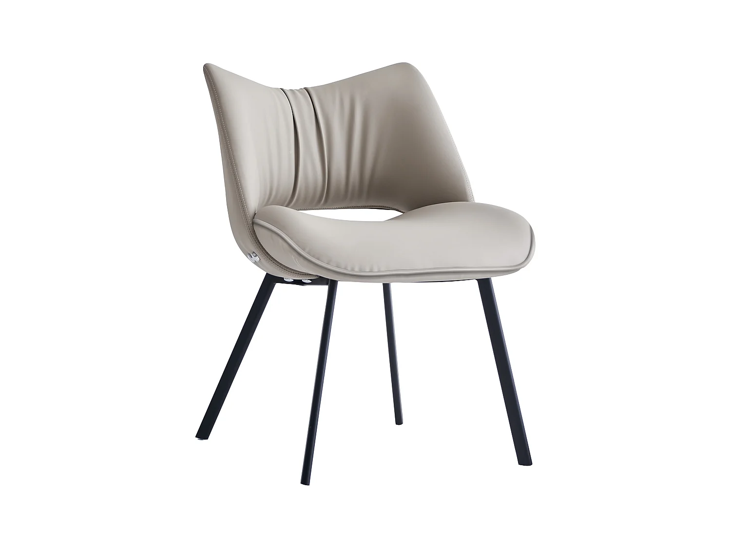 Set van 6 eetkamerstoelen in Mid-Century stijl van kunstleer, met zacht kussen en metalen poten, ideaal voor de woon- en eetkamer, zandkleur (6)