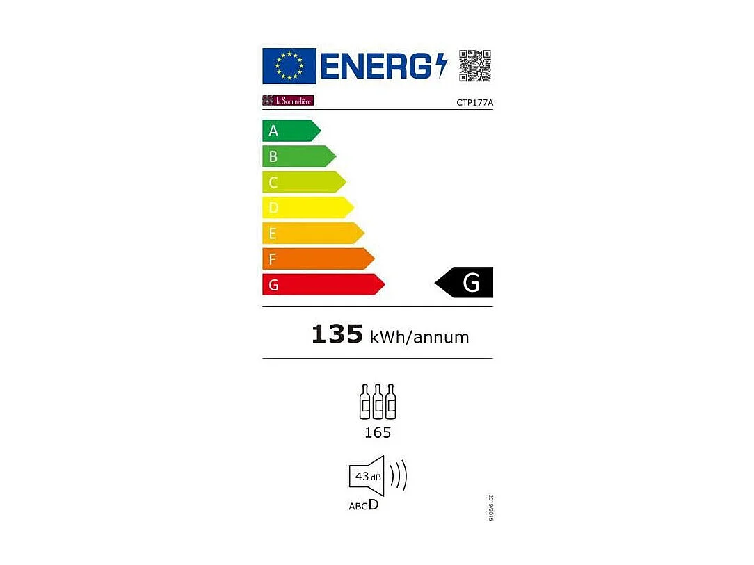 Cave de vieillissement 165 Btls LA SOMMELIERE 59.5cm A, LASCTP177A