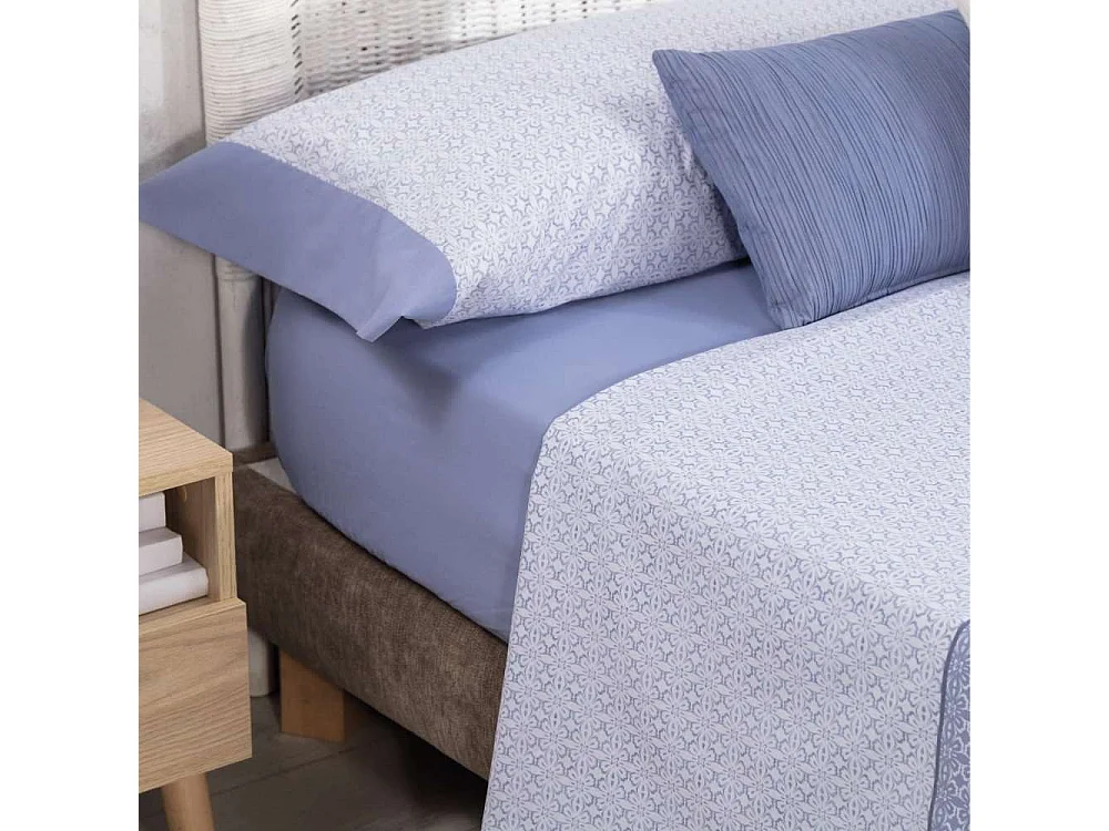 Juego de Sábanas  Flores Azul - Nalui