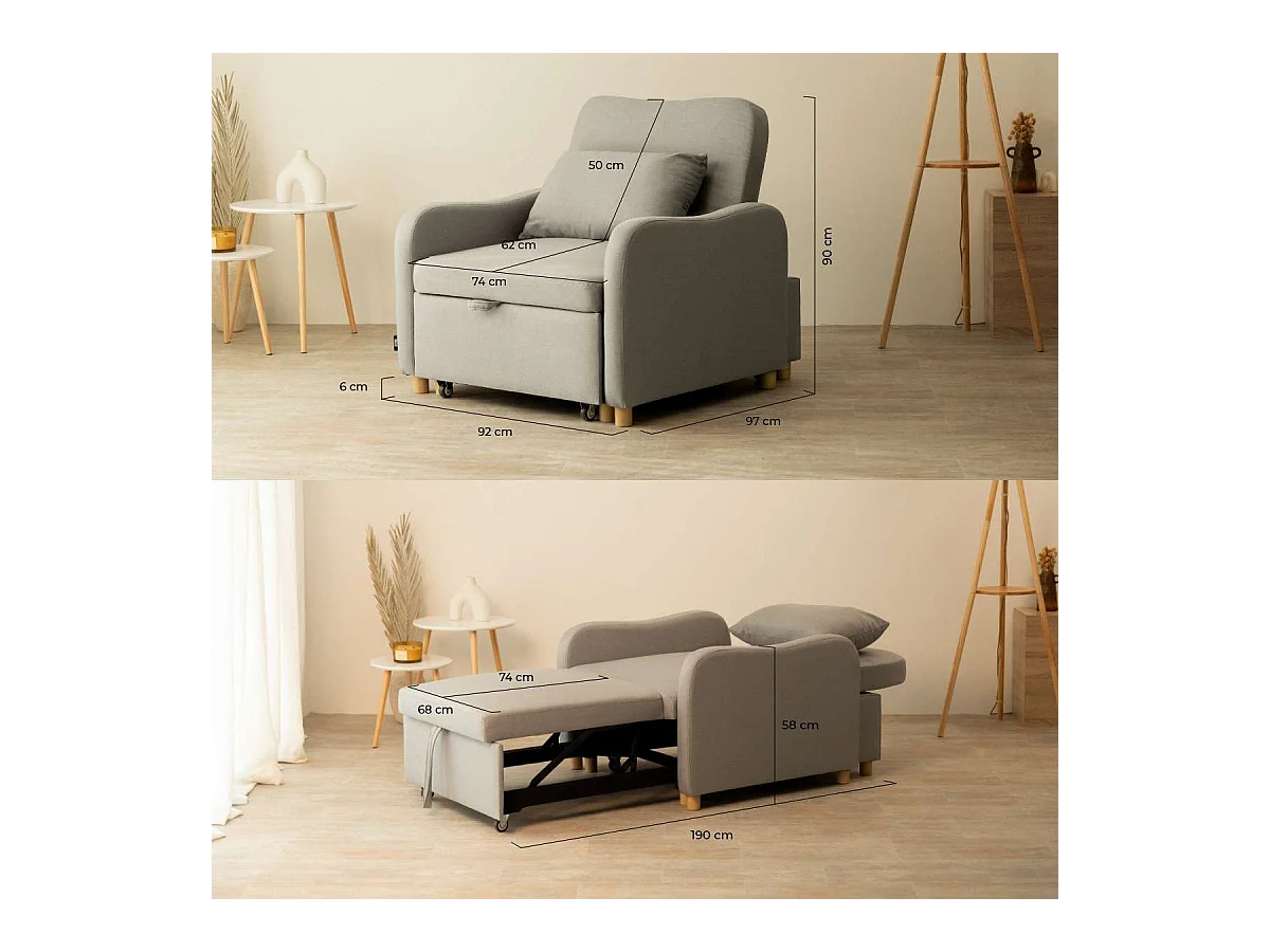 Sillón Cama  Buddy Gris - Nalui