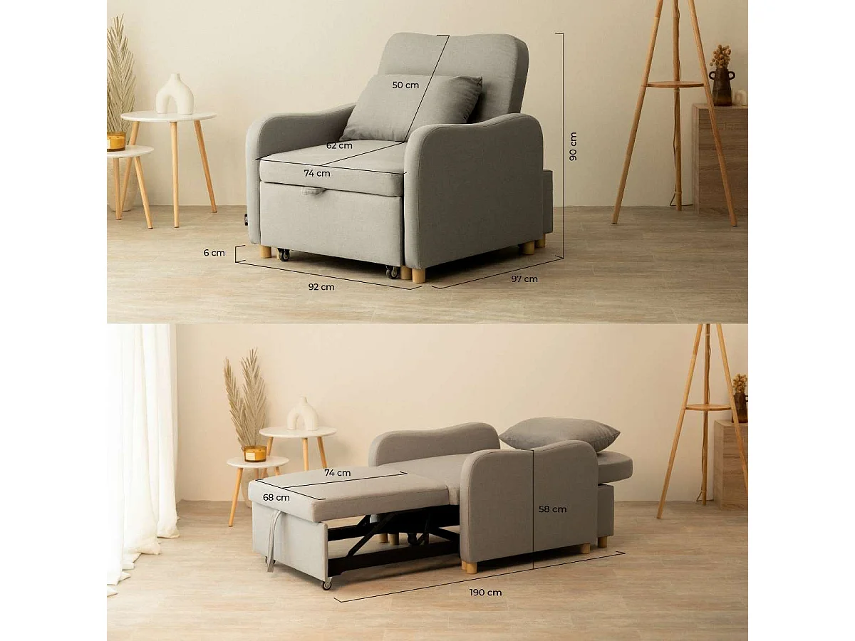 Sillón Cama  Buddy Gris - Nalui