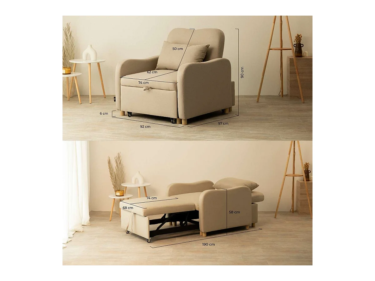 Sillón Cama  Buddy Beige - Nalui
