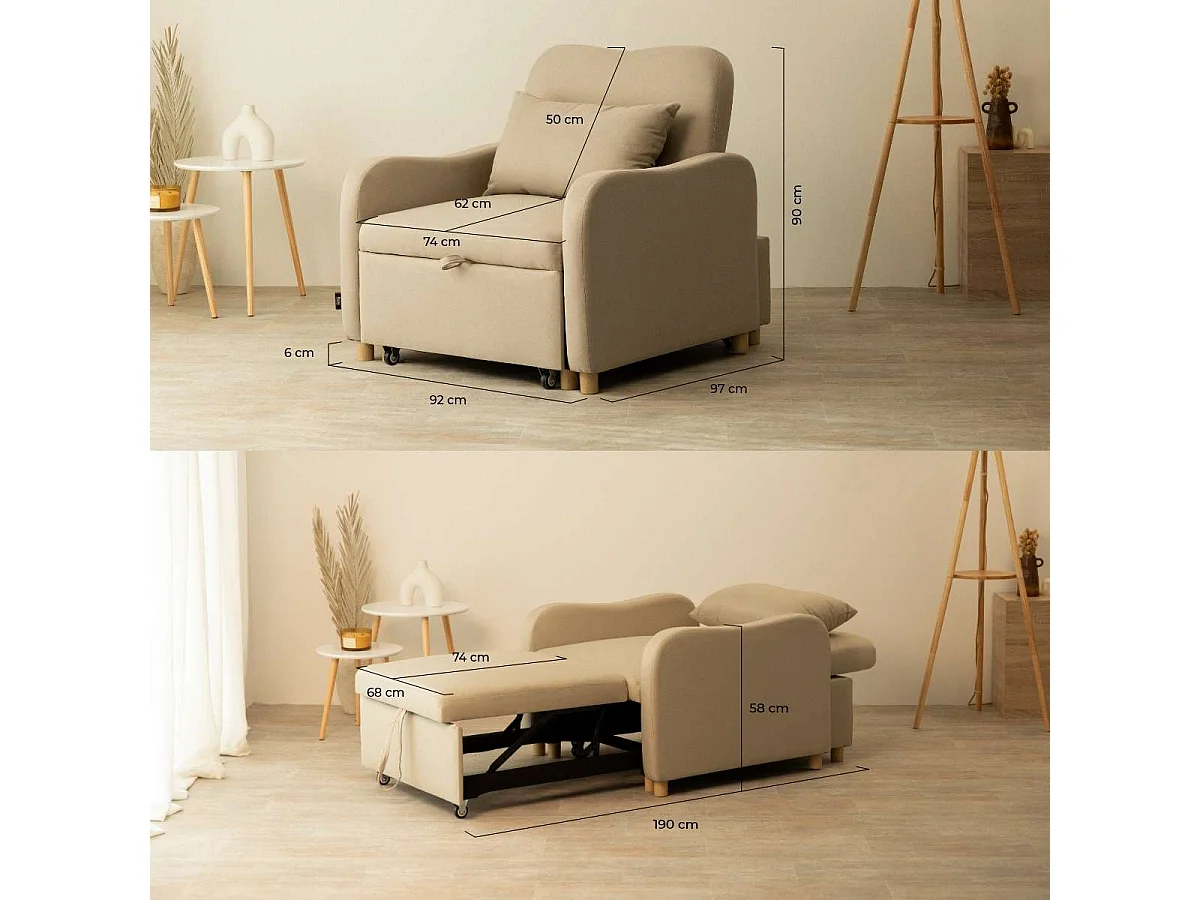 Sillón Cama  Buddy Beige - Nalui