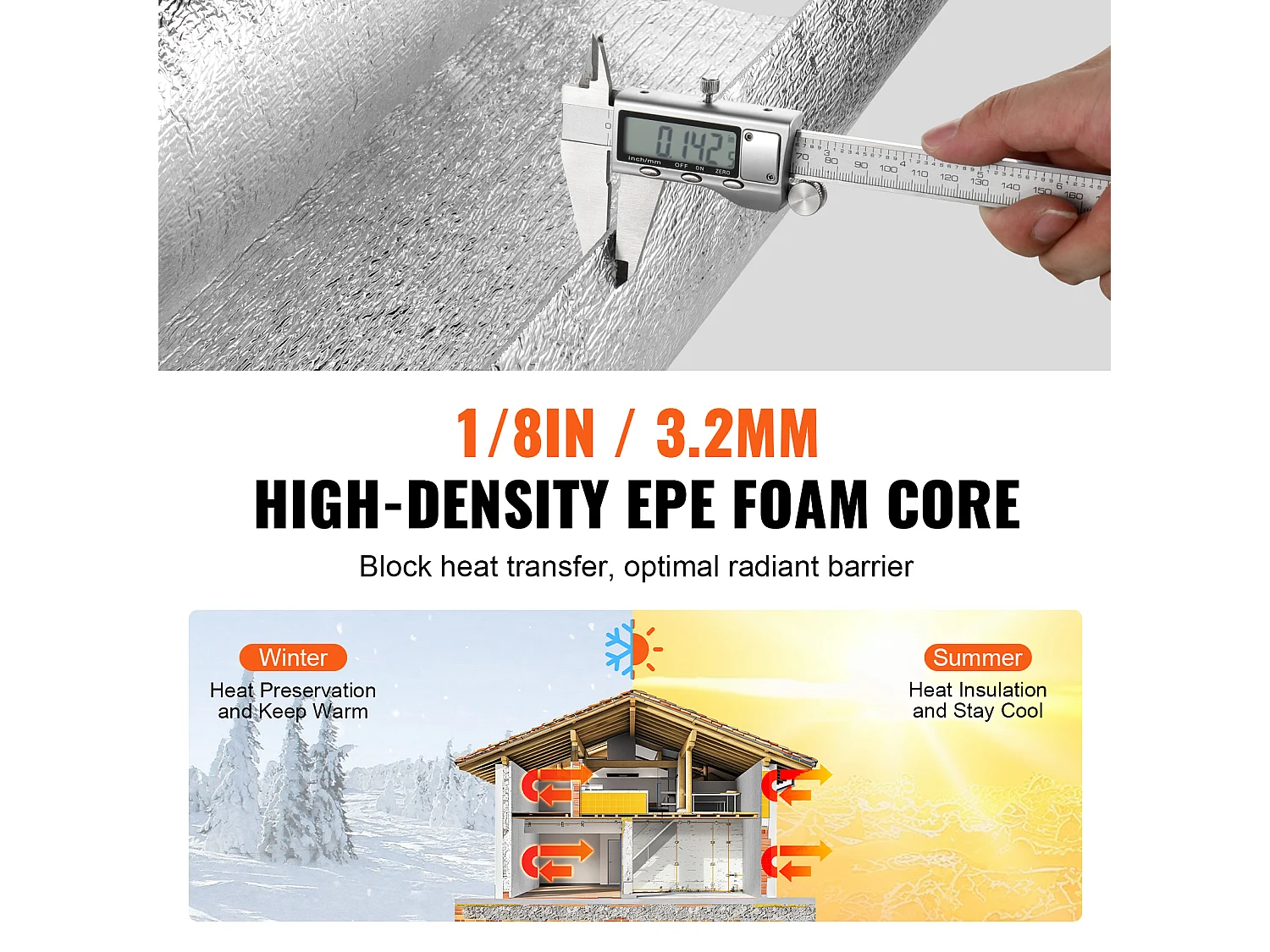 Doppelt Reflektierende Isolierrolle SucceBuy mit Schaumkern und Strahlungsbarriere 122 CM x 305 CM