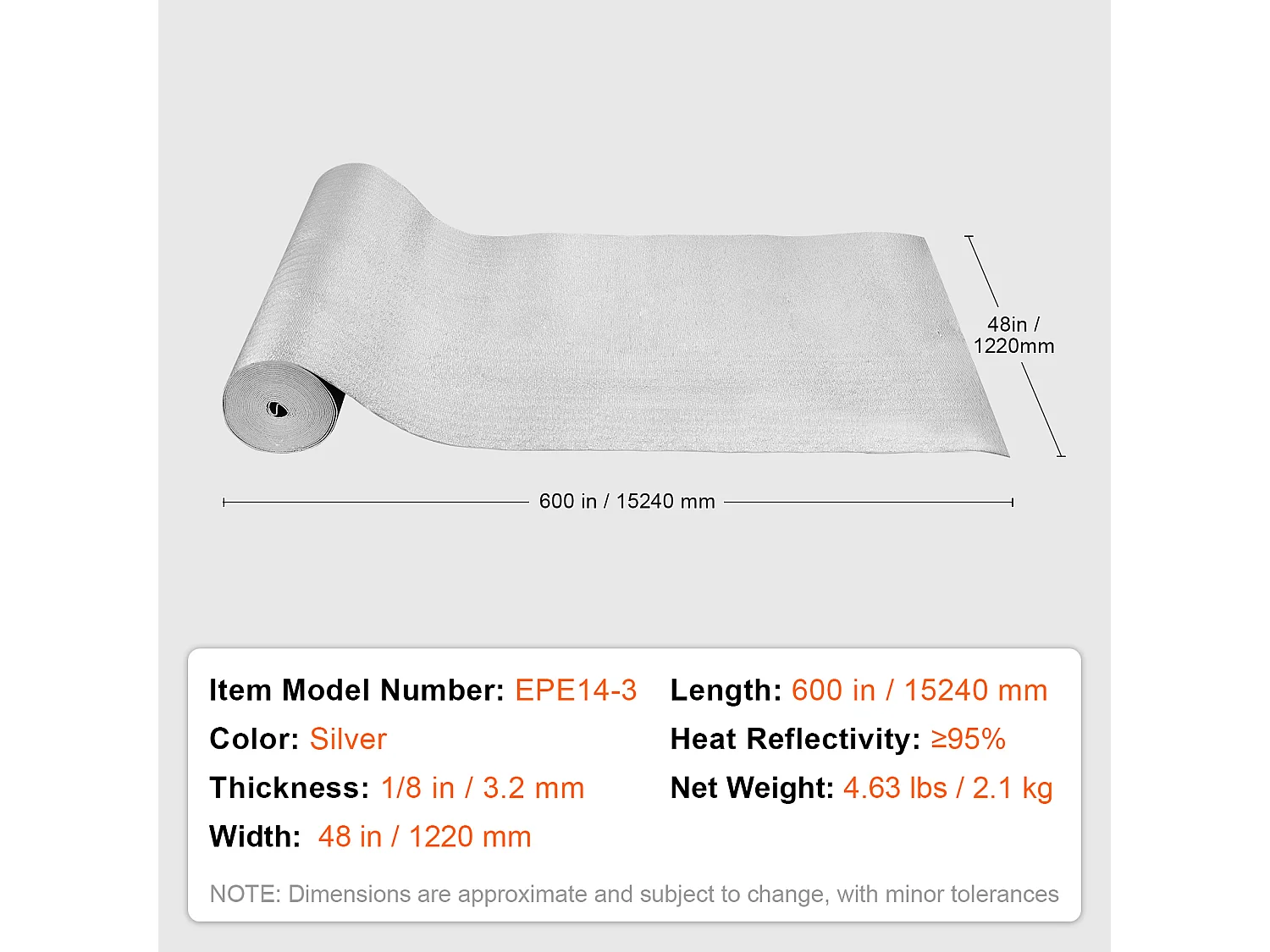 Rotolo Isolante Riflettente Doppio SucceBuy con Anima in Schiuma e Barriera Radiante 122 CM x 1524CM