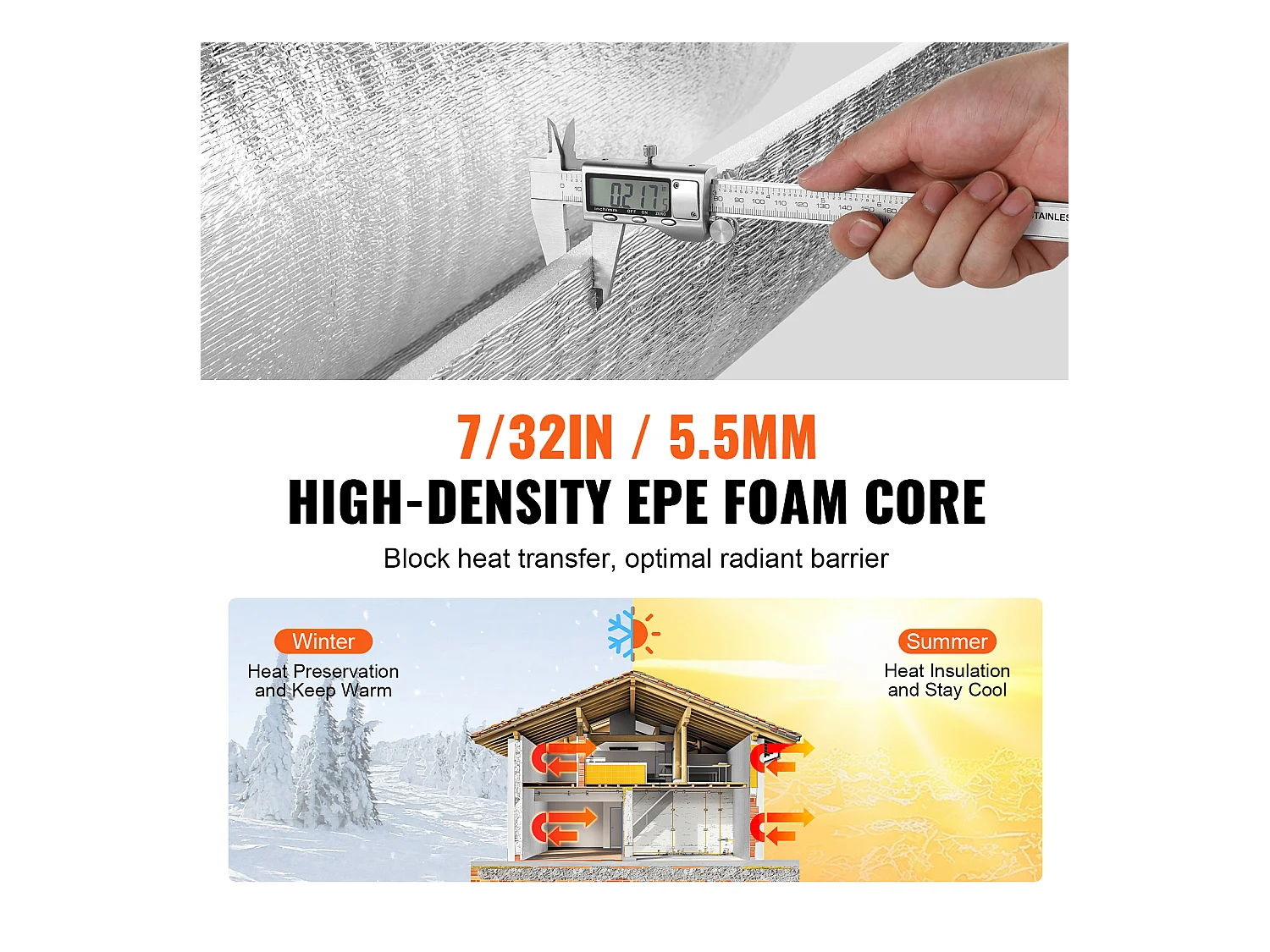 Rouleau Isolant Réfléchissant Double SucceBuy avec Noyau en Mousse et Barrière Radiante de 122 CM x 1524CM
