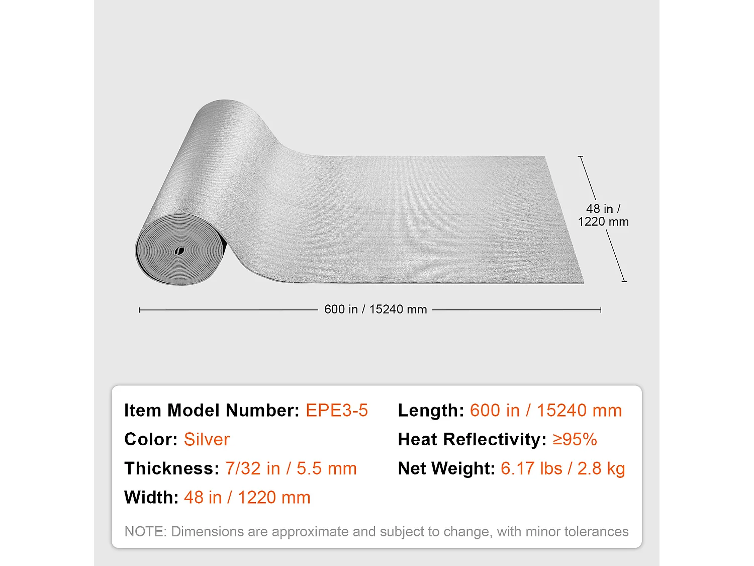 Rouleau Isolant Réfléchissant Double SucceBuy avec Noyau en Mousse et Barrière Radiante de 122 CM x 1524CM