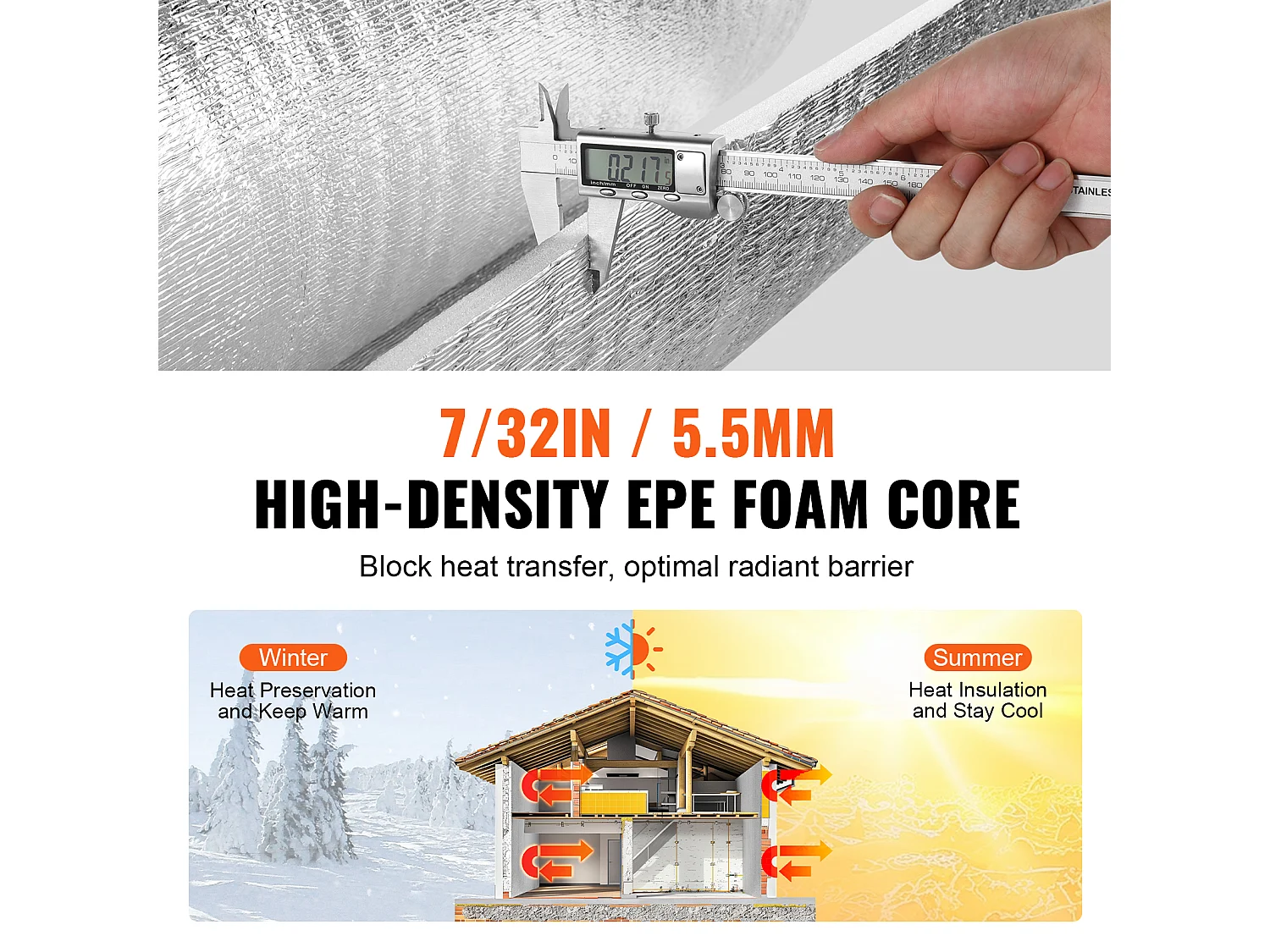 Rouleau Isolant Réfléchissant Double SucceBuy avec Noyau en Mousse et Barrière Radiante de 122 CM x 1524CM