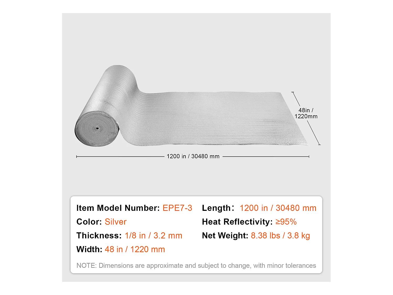 Rouleau Isolant Réfléchissant Double SucceBuy avec Noyau en Mousse et Barrière Radiante 122 CM x 3048 CM