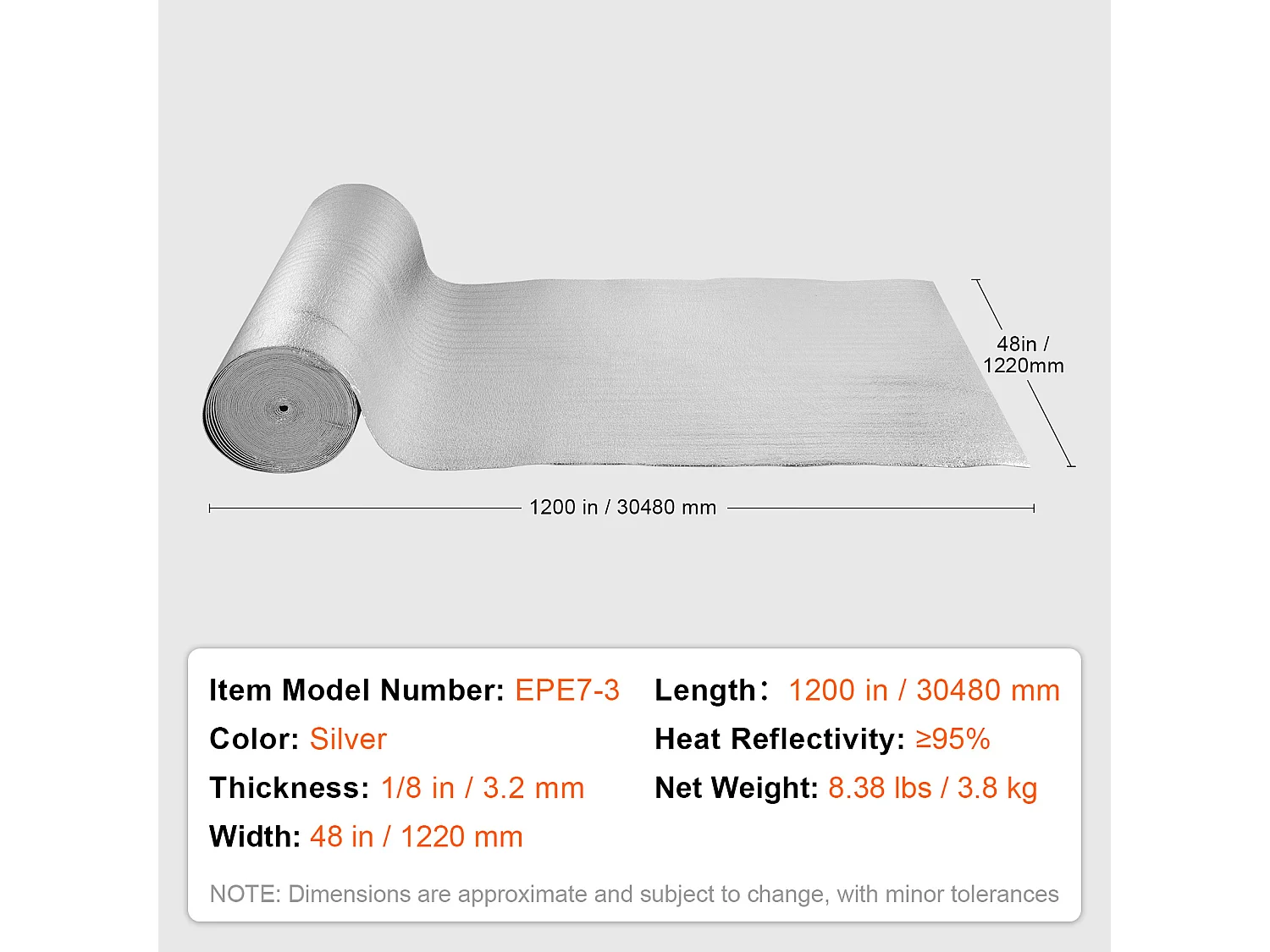 Rouleau Isolant Réfléchissant Double SucceBuy avec Noyau en Mousse et Barrière Radiante 122 CM x 3048 CM