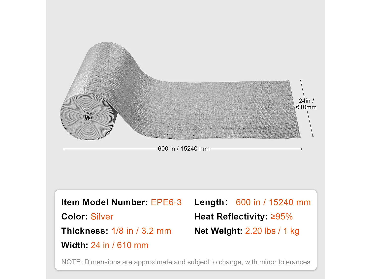 Dubbel Reflecterende Isolatierol SucceBuy met Schuimkern en Stralingsbarrière 60CM x 1524CM