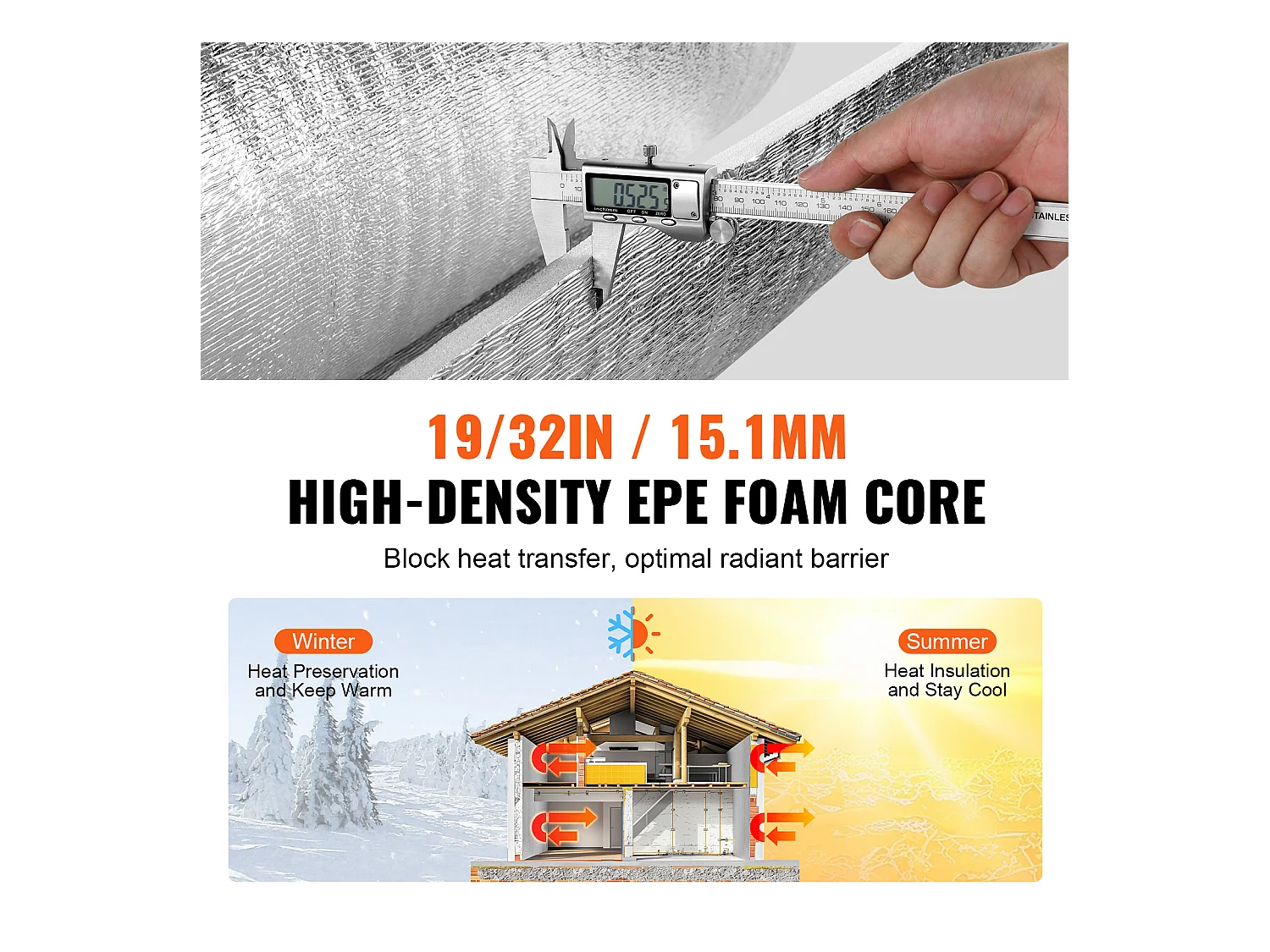 Rouleau Isolant Réfléchissant Double SucceBuy 122 CM x 762CM avec Noyau en Mousse Anti-Rayonnement