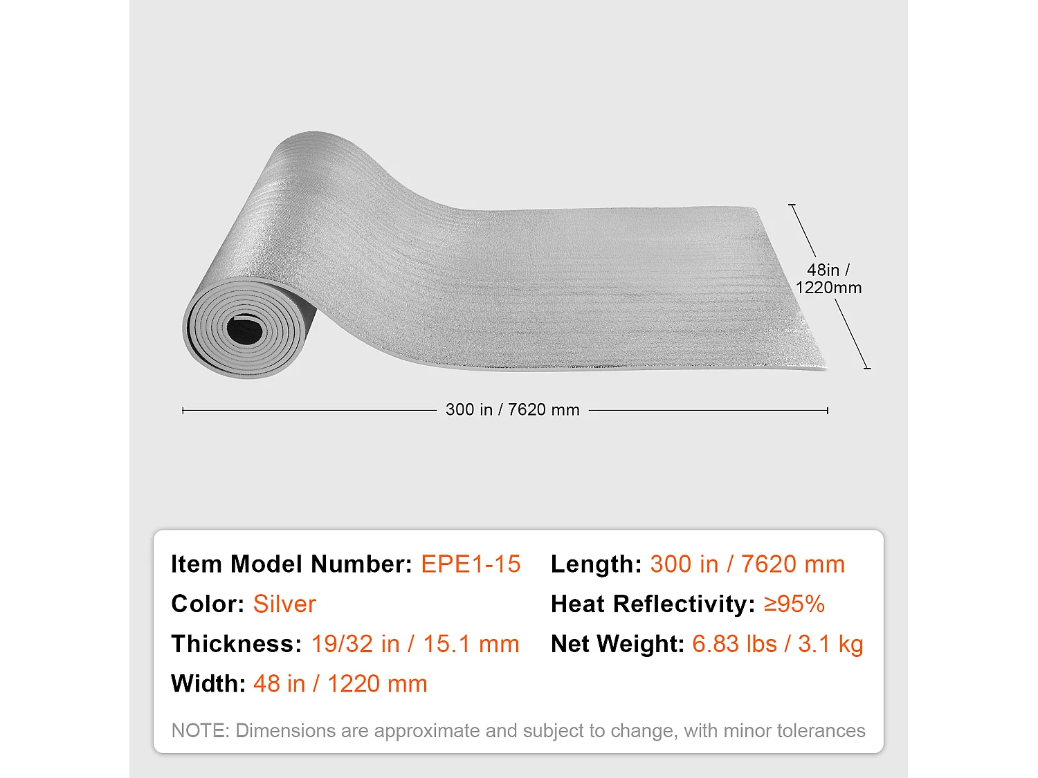 Rouleau Isolant Réfléchissant Double SucceBuy 122 CM x 762CM avec Noyau en Mousse Anti-Rayonnement