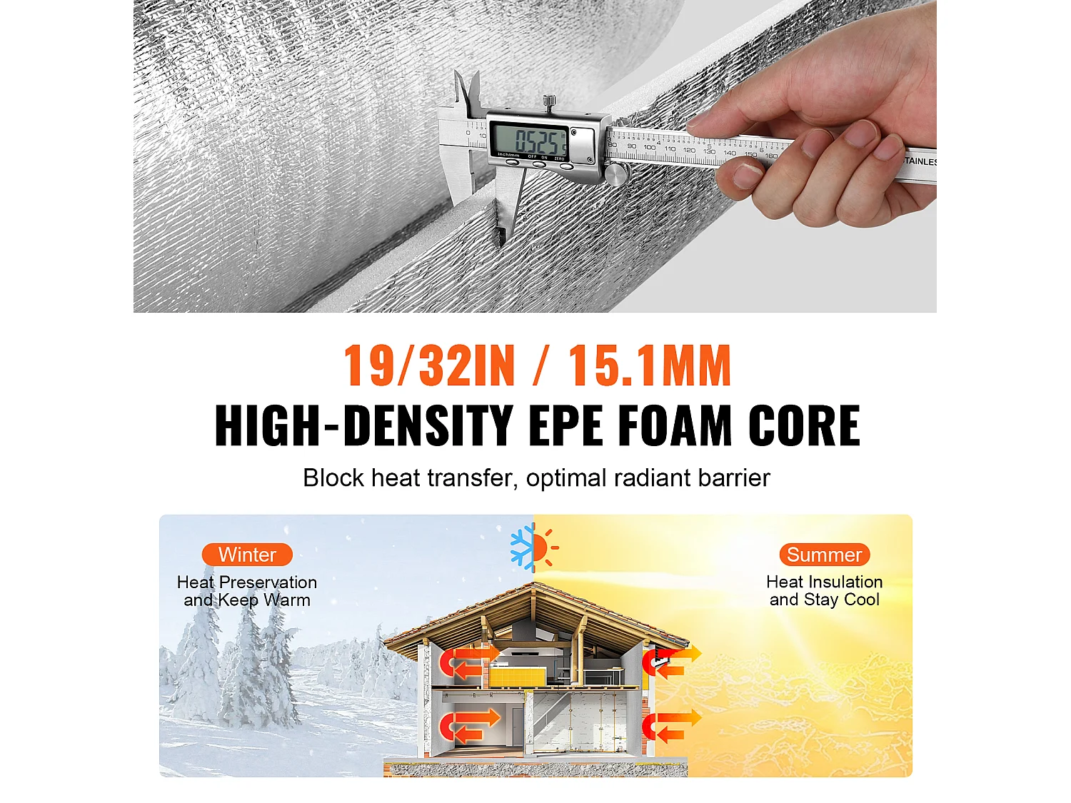 Rouleau Isolant Réfléchissant Double SucceBuy 122 CM x 762CM avec Noyau en Mousse Anti-Rayonnement