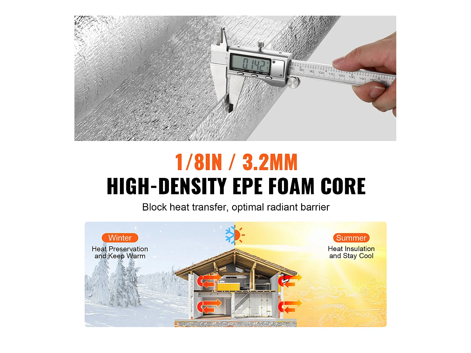 Rouleau Isolant Réfléchissant Double SucceBuy avec Noyau en Mousse et Barrière Radiante 122 CM x 762CM