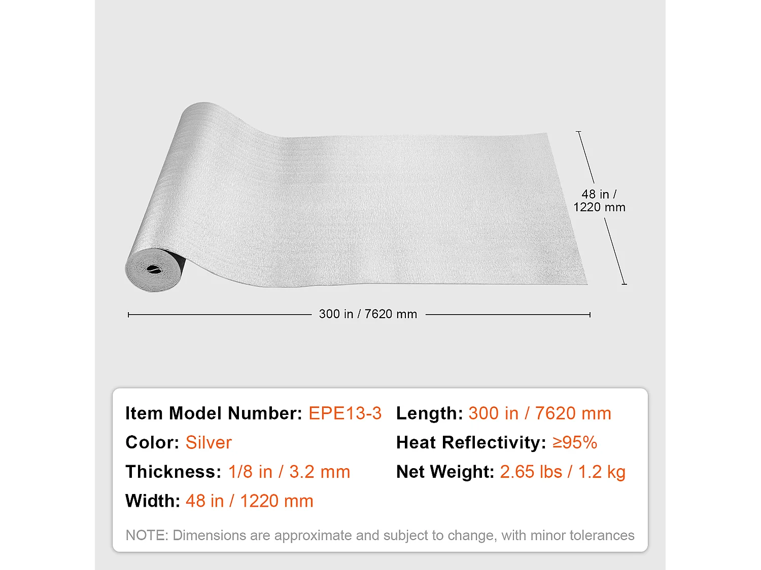 Doppelt Reflektierende Isolierrolle SucceBuy mit Schaumkern und Strahlungsbarriere 122 CM x 762CM