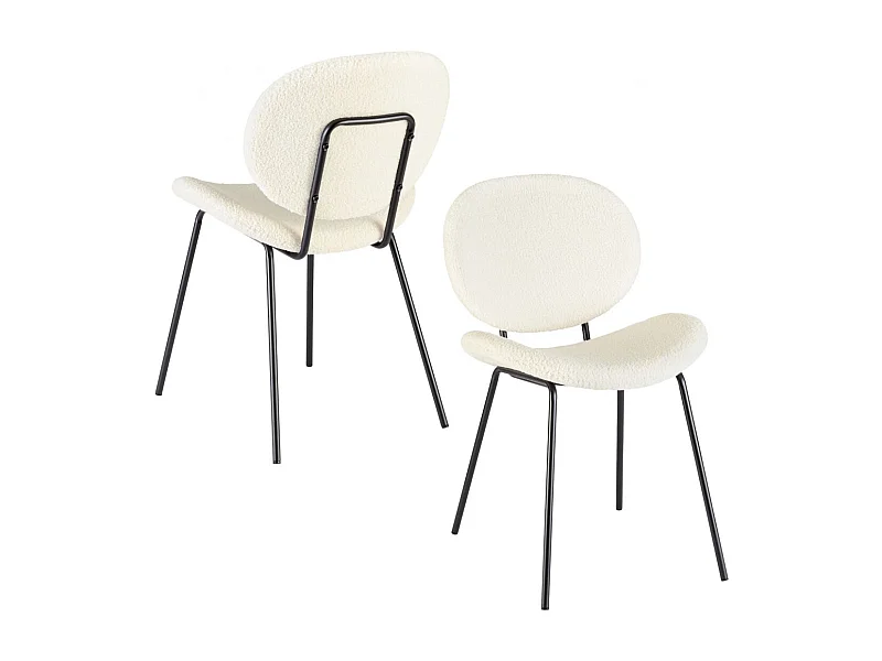 Chaises de salle à manger design en tissu bouclette (lot de 2) - KIM