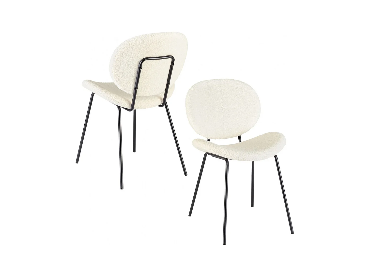 Chaises de salle à manger design en tissu bouclette (lot de 2) - KIM
