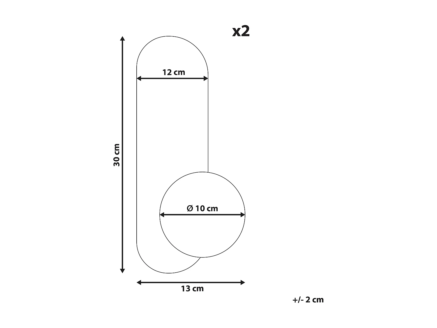 Wandleuchte 2er Set Metall oval gold 1-flammig mit Milchglaskugel Leisi